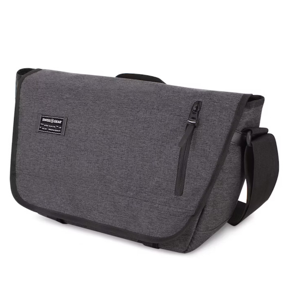 Swiss Gear Laptop Bag Messenger Mens 16 inch Gray Black Getaway Work Carry On - Picture 4 of 11